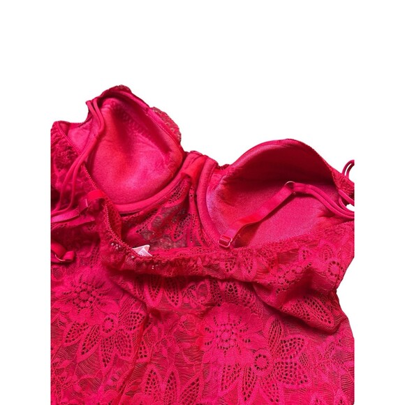 Victorias Secret Red Lace Sexy Lingerie Padded Bra Intimate Romantic Size 36C - Picture 4 of 6